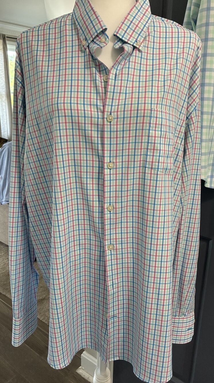 Peter Millar Southern Comfort Button Down Shirt | Men's XL | Plaid Firestone CC